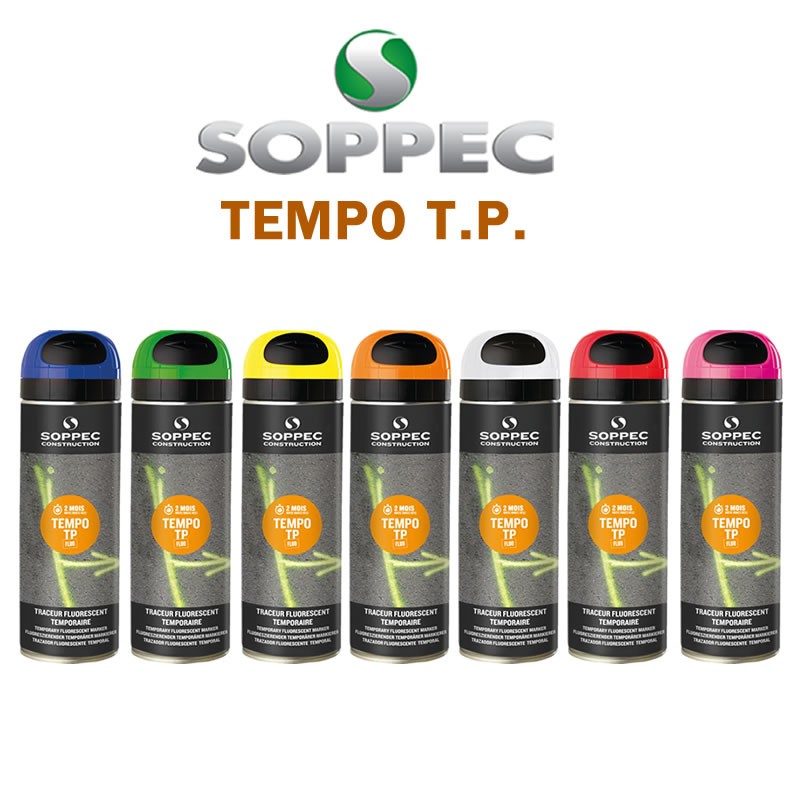 SOPPEC Tempo TP midlertidig kridtbaseret markeringsspray 500 ml - icsafety.dk