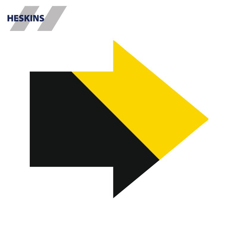 Heskins PermaRoute ZN0050 formskåret retningspil 90 mm til 5S gulvafmærkning - IC Safety