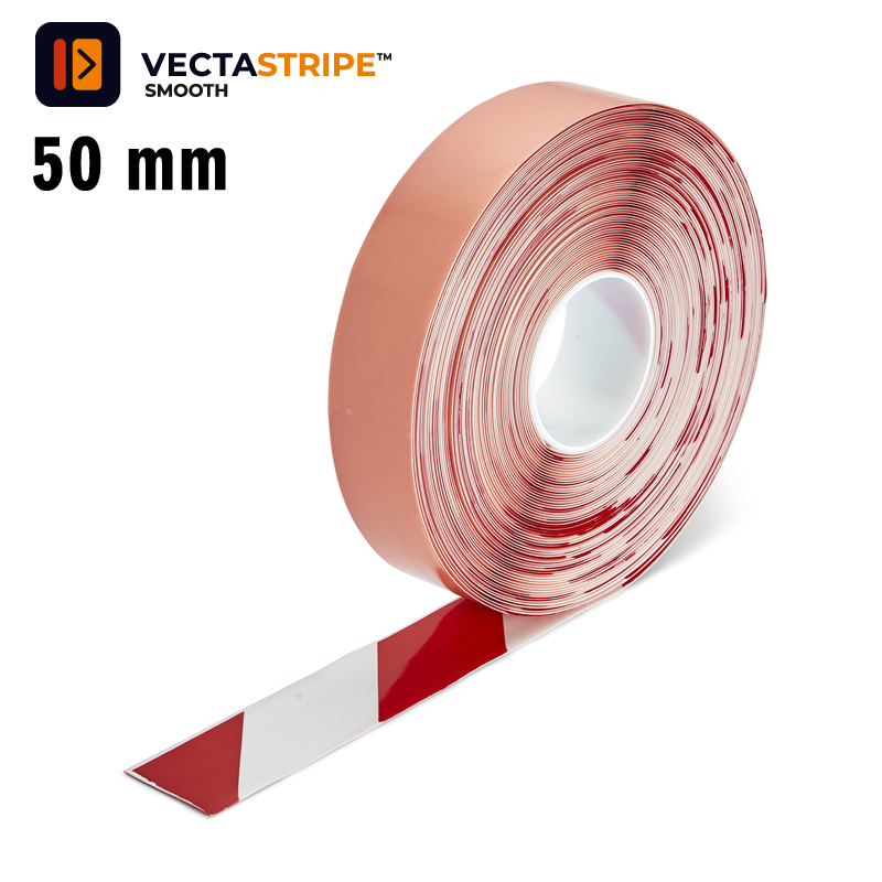 VectaStripe Smooth H6906A rød hvid stribet gulvmarkeringstape 1,3 mm rulle til lager og industri