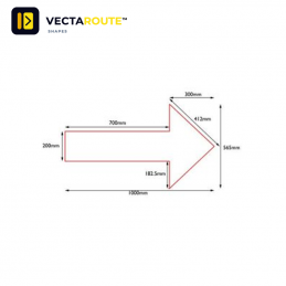 VectaRoute ZN0333 ekstra stor retningspil 1000 x 565 mm til gulvafmærkning