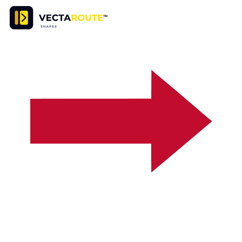 VectaRoute® stor pil (300 x 230 mm) – slidstærk gulvmarkering til lager og industri.