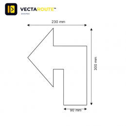 VectaRoute PermaRoute ZN0344 selvklæbende retningspil til gulvafmærkning på lager og produktion 300x230mm