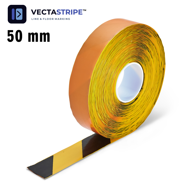 VectaStripe H6901D kraftig gul og sort gulvmarkeringstape 1,3 mm