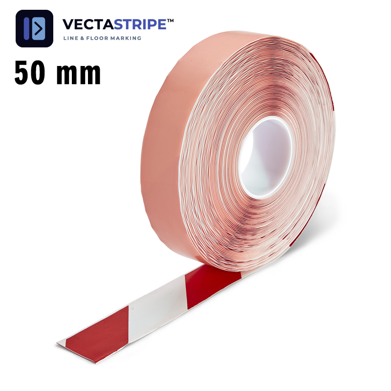 VectaStripe H6901A rød og hvid farestribet gulvmarkeringstape rulle 30m