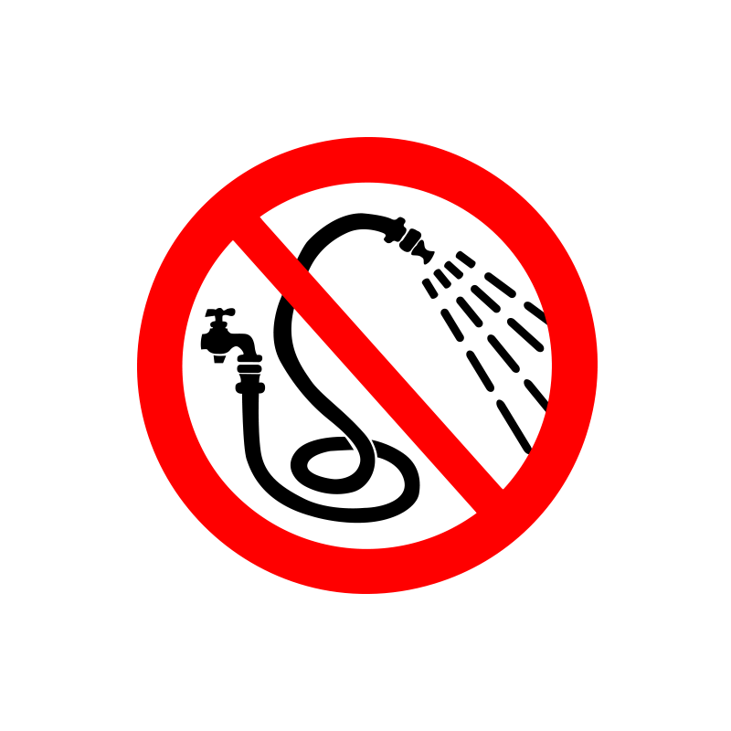 Forbudt at sprøjte med vand