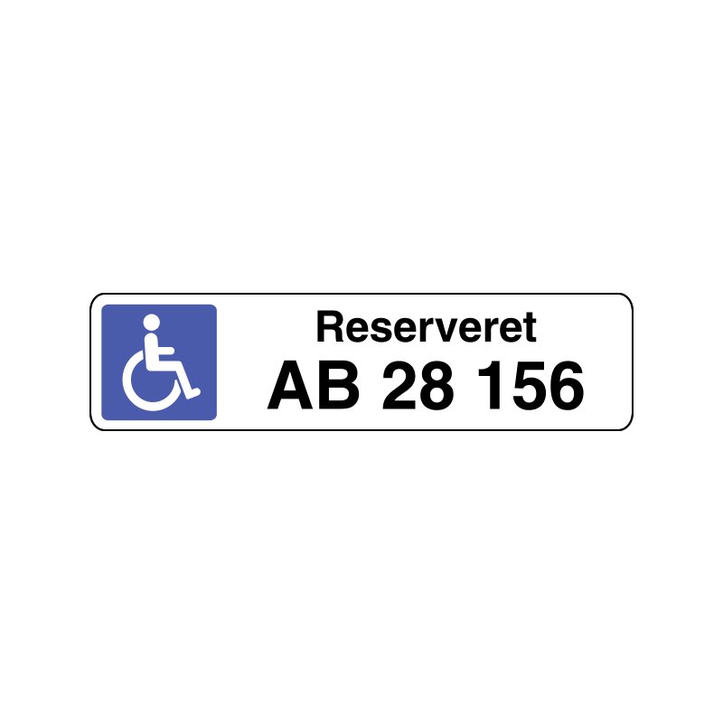 reserveret parkeringsplads med registreringsnummer