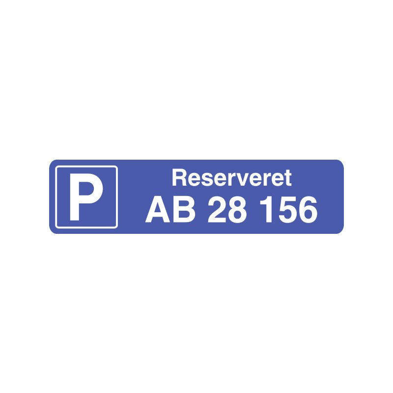 reserveret parkeringsplads med registreringsnummer