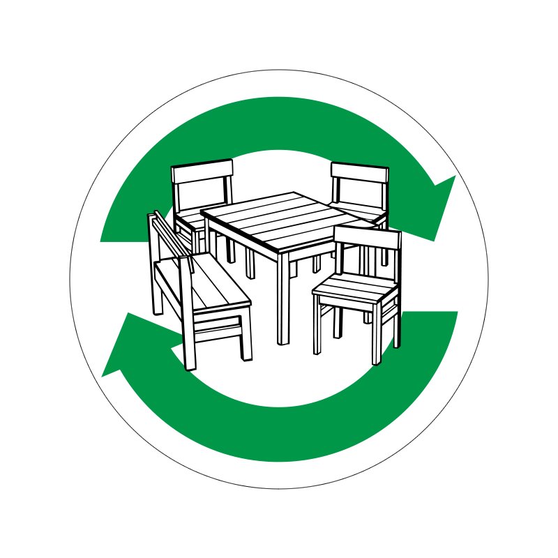 pictogram / piktogram - Havemøbler i træ genbrug