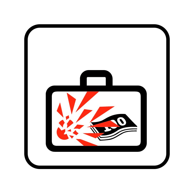 pictogram / piktogram - Værditransportkuffert med farve- eller røgpatron