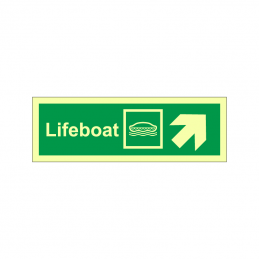 Lifeboat symbol with arrow diagonally up right