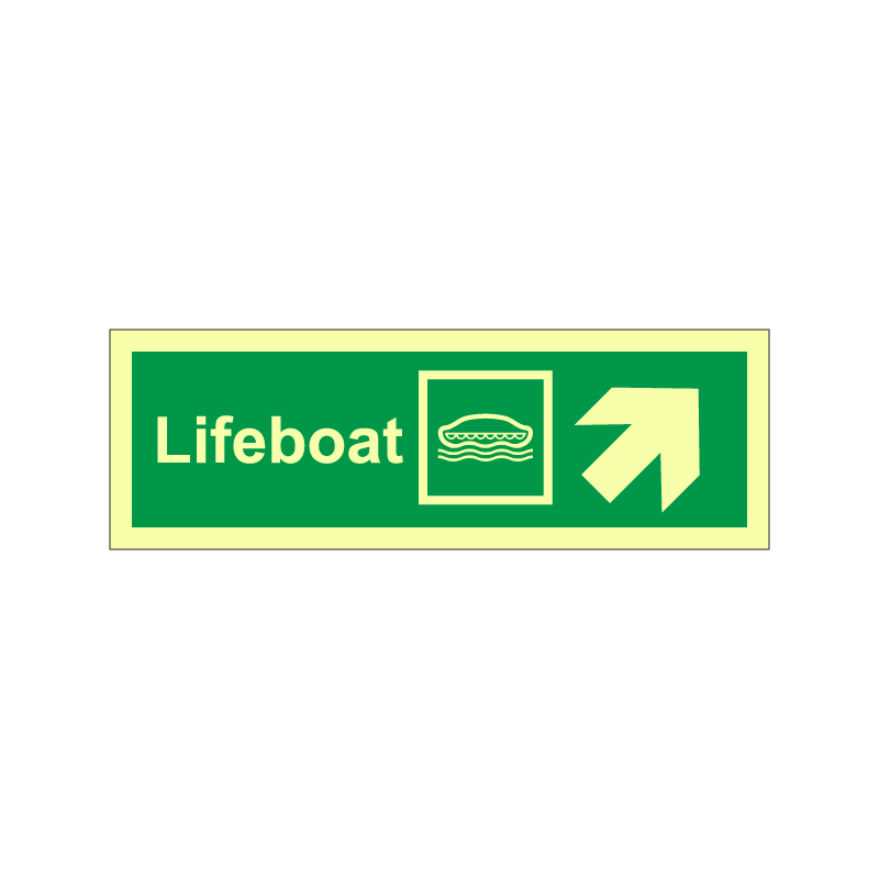 Lifeboat symbol with arrow diagonally up right