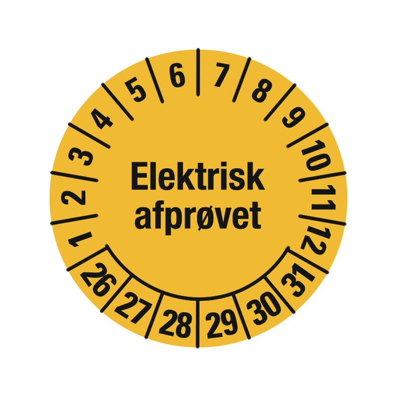 kalibreringsmærke kontrolmærke elektrisk afprøvet
