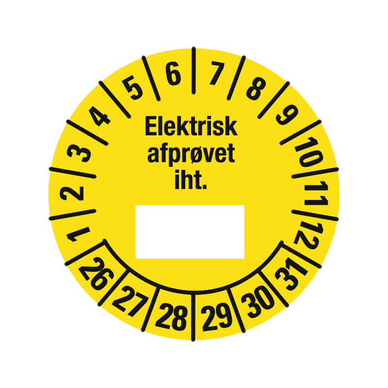 kalibreringsmærke kontrolmærke elektrisk afprøvet iht