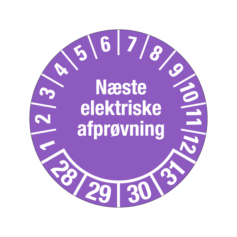 kalibreringsmærke kontrolmærke næste elektriske afprøvning