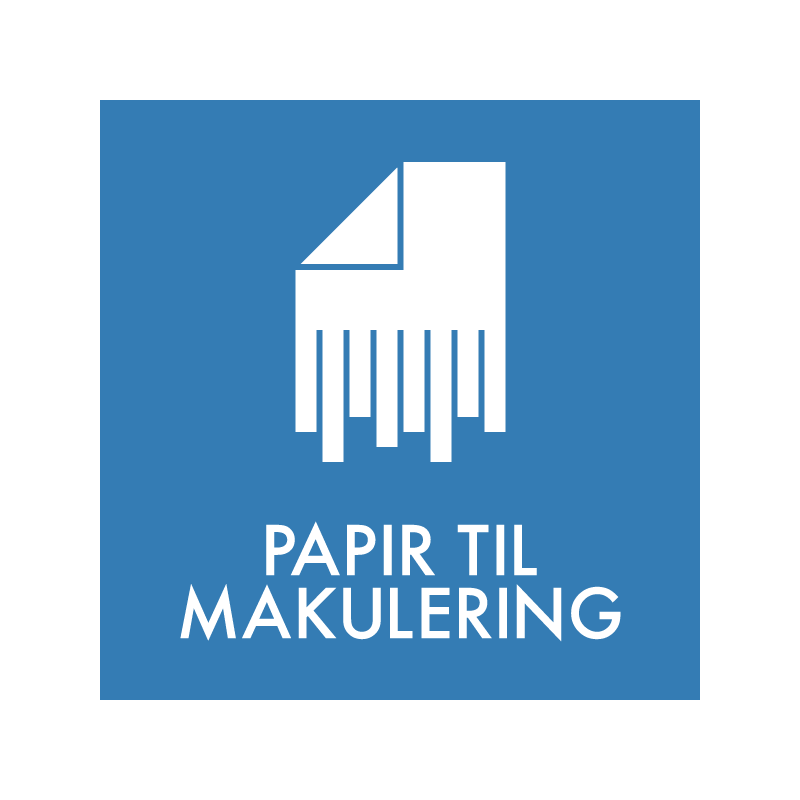 affaldsskilt - genbrugsordning - papir til makulering - dansk