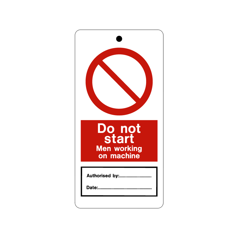 temporary tie tag - do not start men working